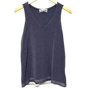 Aldomartins Womens Top Charcoal Gray 12‎ Beachy Knit Tank V-Neck Sleeveless